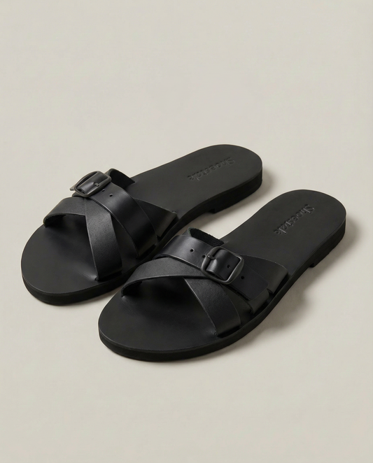 Thalia sandały na szeroką stopę ze skóry, widok z boku